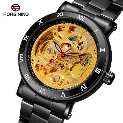 China Power Reserve China Factory FORSINING Luxury Gold Watch Stainless Steel OEM Men Automatic Wrist Watch for sale