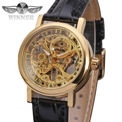 China Power Reservation T-WINNER China Watch Manufacturer Automatic Mechanical Women Watches Skeleton Leather Ladies Watches for sale