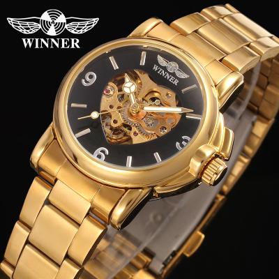 China Power Reserve China Factory T-Winner Top Selling Fashion Ladies Watch OEM Stainless Steel Automatic Skeleton Wrist Watch for sale