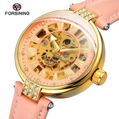 China Power Reserve 2020 Chinese Luxury Fashion Forsining Movement Automatic Mechanical Skeleton Watch Ladies Watches for sale