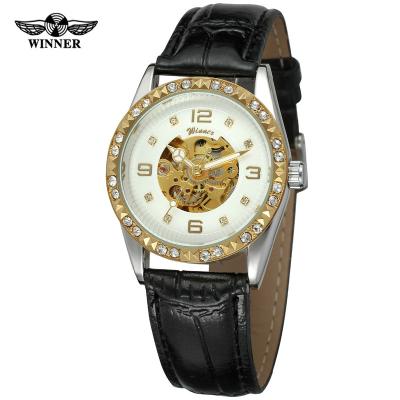 China Wholesale China Power Reserve Watches Lady Fashion Design Colorful Stone Mark Clear Your Logo Luxury Mechanical Automatic Women Brand Watch for sale