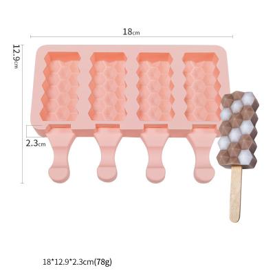 China New Viable Homemade 4 Cavities Silicone Ice Cream Mold DIY Diamond Shape Popsicle Maker Cakesicle Mold for sale