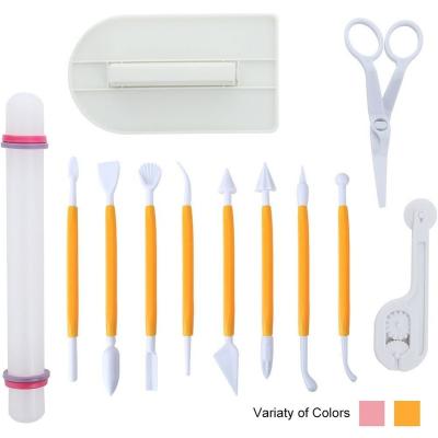 China Sustainable 12pcs/set Fondant Cake Decorating Hand Tool With Icing Smoother Pin for sale