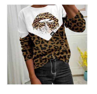 China 2020 Autumn New Winter Style Anti-wrinkle Leopard Print Wholesale Anti-wrinkle And Lip Print Plus Size Women's Hoodies for sale