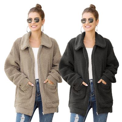 China Wholesale Style Winter Anti-Wrinkle Anti-Wrinkle Fashion Coat Zipper Pocket Loose Thickened Fur Warm Women's Coat Outer Wear for sale