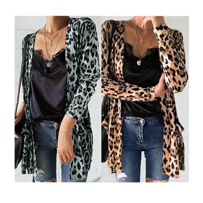 China Hot New Autumn/Winter Style Women's Anti-wrinkle Leopard Print Anti-wrinkle Cardigan Sleeveless Mid-length American Fashionable Causal Coat for sale