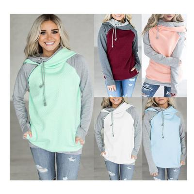 China 2020 Autumn/Winter Fashion Sheath Wholesale Anti-Wrinkle Diagonal Zipper Long Plus Size Spliced ​​Hoodie Top For Women for sale