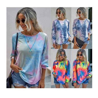 China Anti-wrinkle Anti-wrinkle Autumn Fashion 2020 Dyed Tie-Dye European and American Women's Long Sleeve Hoodie for sale