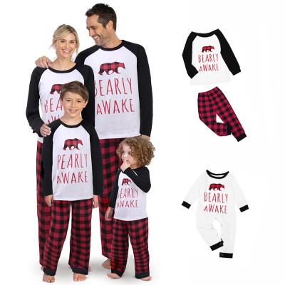 China QUICK DRY American Parent-child Home Wear Christmas Suit Print Plaid Bear Mother Style Warm Outfits Pajamas For Men for sale