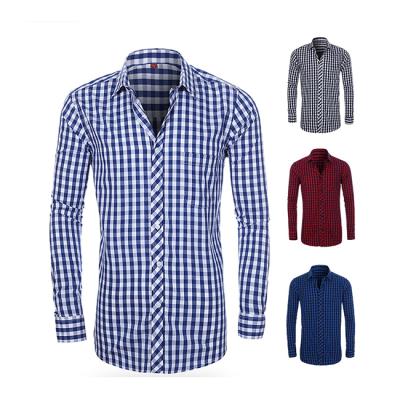 China Aliexpress hot seller anti-pilling anti-pilling men's plaid print long sleeve blouse male casual shirt for sale