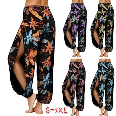 China New spring and summer loose shorts women's fashion QUICK DRY QUICK DRY printed harem pants split casual wide leg pants for sale