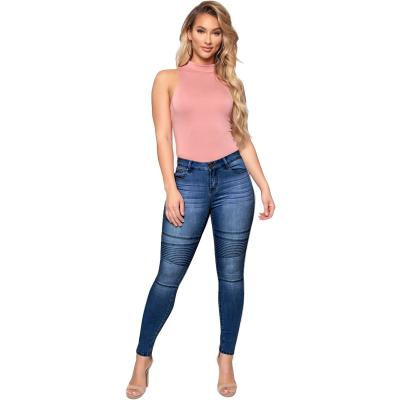 China Wholesale Fashion QUICK DRY women blue skinny stretch summer ripped jeans,ladies slim fit denim pants for women for sale