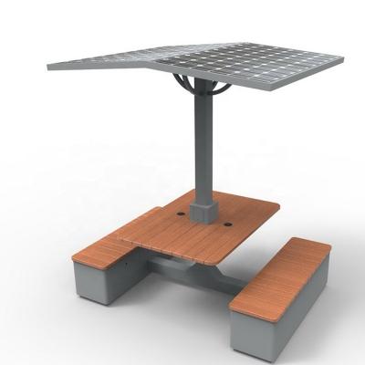 China Galvanized Steel LED Dimming Lights Human Body Induction Phone Charging Solar Power Bench for sale