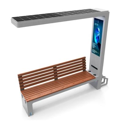 China Stainless steel#201+ WPC Music Display Smart Wifi Hotpot Wooden Solar Charging Bench For Garden for sale