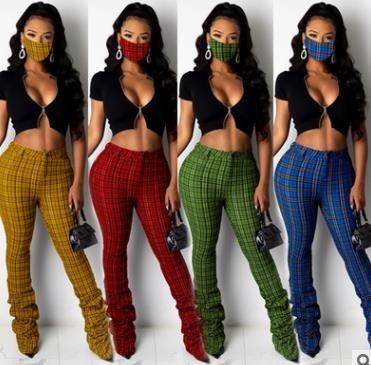 China Breathable Women Stacked Pants Plaid Long Skinny Regular Pants Fall New Spring Fashion 2022 Pants Trousers Clothing for sale