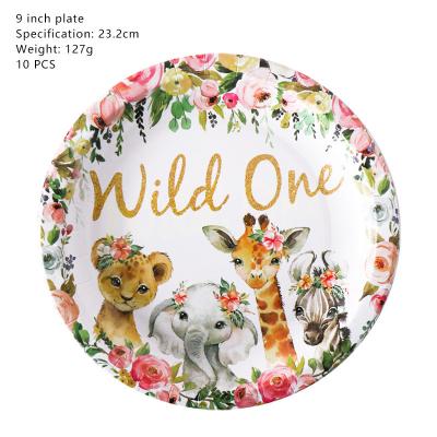 China Hot Sale Wild Animal One Theme Festival Decoration Party Decor Supplies For Tableware Decor for sale