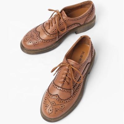 China Breathable Vintage Oxford Shoes Classic Lace Up Oxford Shoes Flat Womens Leather Shoes for sale