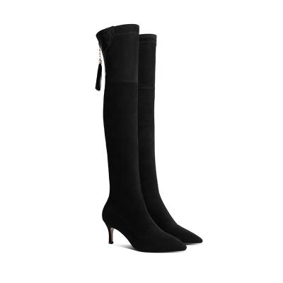 China Breathable High Heel Girls Boots Over The Knee Dress Genuine Leather Boots For Women for sale