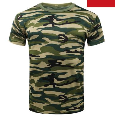 China Custom Men's Breathable Cotton Short Sleeve Hunting Military Tactical Black T-Shirts Forest Woodland Camo Camouflage Combat Training Army for sale