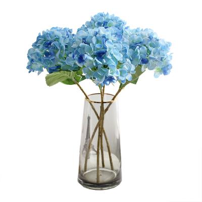 China Events Decoration Artificial Hydrangea Silk Flower Heads With Stem Fake Hydrangea Flowers For Wedding Decor for sale