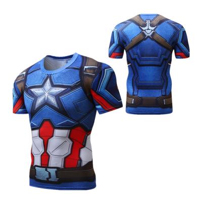 China Factory Price Hot Sale QUICK DRY T-shirt 3d Print Marvel Superhero Cosplay Superhero T-shirts Compression for sale