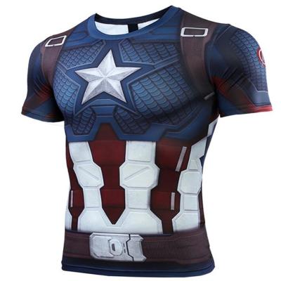 China High Quality Anti-Shrink Compression Short Sleeve T-Shirt Sports Superhero T-shirt for sale