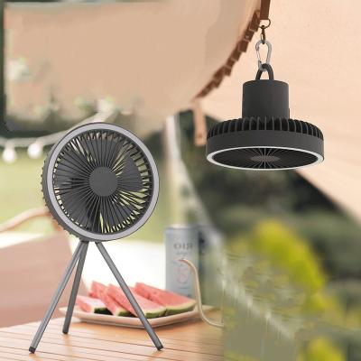 China New Large Capacity Usb Tripod Fan Small Portable Outdoor Wireless Tripod Camping Fan Ceiling Charging Lamp for sale