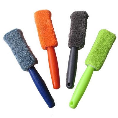 China Long Handle Tire Brush Super Fine Fiber Car Wash Tools Beauty Tire Cleaning Brush Braid Fabric And Wheel Cleaning AM1480 for sale