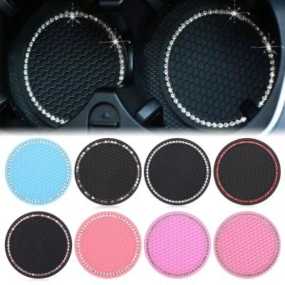 China American Style Bling Glitter Diamond Car Cup Coaster Pvc Acrylic Travel Car Cup Holder Coasters Mats Insert Coaster Anti Slip Auto Crystal for sale