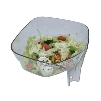 China Eco-friendly, BFA-free plastic clear salad bowl sustainable with ergonomic concave and antislid handle for sale