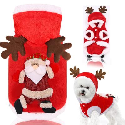 China Stocked Christmas Dog Cat Costumes Funny Santa Claus Clothes For Little Cats Dogs New Year Pet Apparel Winter Outfits for sale