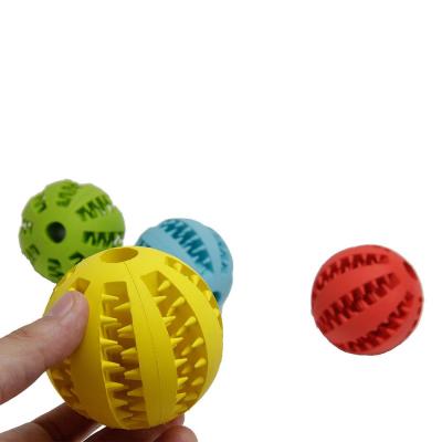 China New Cat Puppy Chew Toy Watermelon Ball Food Dispenser Rubber Ball Bite-Resistant Clean Teeth Pet Toys for sale