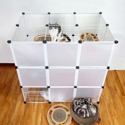 China Breathable Barrier Iron Cage Small Dog Teddy Cat Rabbit Cages Multi Function DIY Combination Pet Cage Barrier for sale