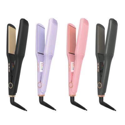 China Hotel Custom Black Flat Iron 450 Degree 1 Inch Lcd Tourmaline Lcd Flat Iron Wide Purple Ionic Nano Ceramic Titanium Flat Iron for sale