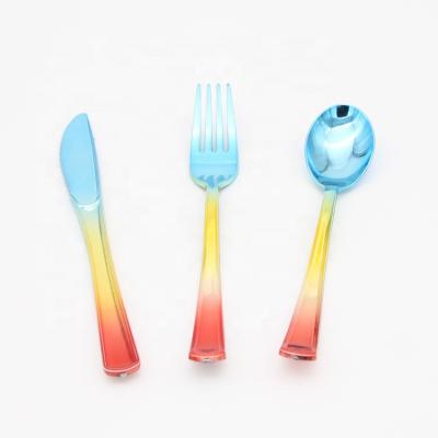 China Rainbow Party Plastic Flatware Disposable Plastic Cutlery Cutlery For Party for sale