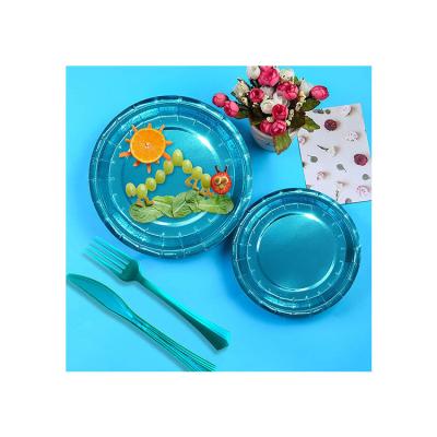 China Wholesale Promotional Colorful Disposable Paper Lunch Plates Birthday Party Paper Plates for sale