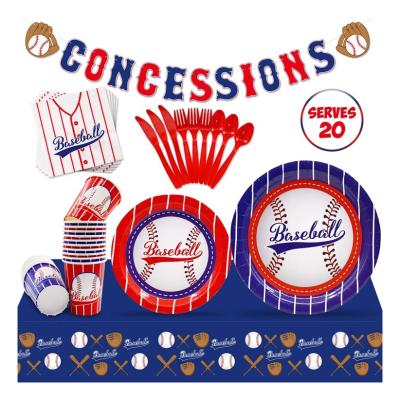 China Modern Factory Outlet Party Supplies Baseball Sports Theme Birthday Football Paper Plate Party Decoration for sale