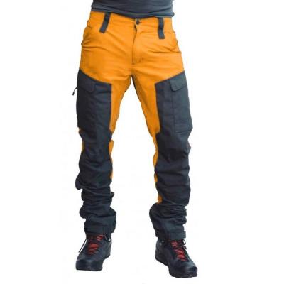 China Fashion Men's Color Block Multi Sports Casual Windproof Pockets Long Cargo Pants Works Trousers For Male for sale