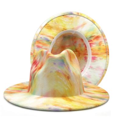 China Fasion 2021 New Trend Unique Stylish Spring Link Dyed Printing Color Two Sided Fedora Hat Painting Panama Hat for sale