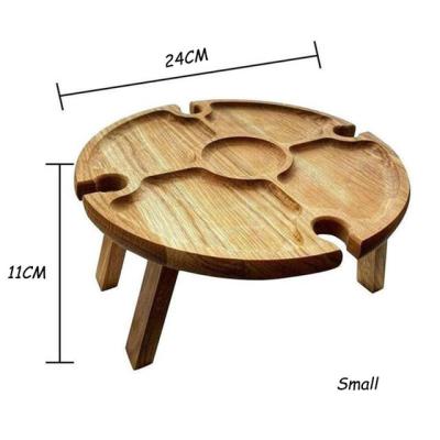 China Outdoor Modern Wooden Folding Picnic Wine Table-table 2 in 1 Wine Glass Holder Picnic Folding Table for sale