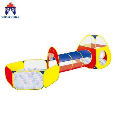 China Hot Sale Wholesale Soft Toy Factory Amazon Foldable Russian Packing Pyramid with Three Channel Children's Tent and Ball Piece Pool for sale