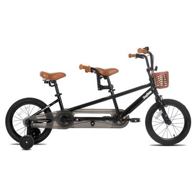 China Custom New Arrival Steel 16 Inch Black Kids Cycle Two Seats Tandem Bike For 6 7 8 Years Old Kids for sale