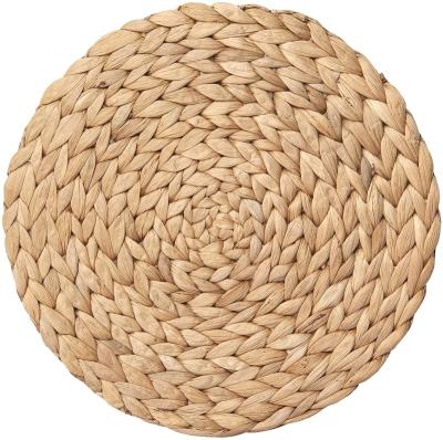 China Environmental Friendly Round Woven Handmade Place Mats and Towel Holders Set of 4 8 Inch Height Water Hyacinth Placemats and Towel Rings for sale