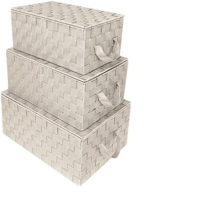 China S/3 Handwork Polypropylene Gray Basket Fabric Storage Bin Nylon Net Nylon Sliver Woven Storage Basket for sale