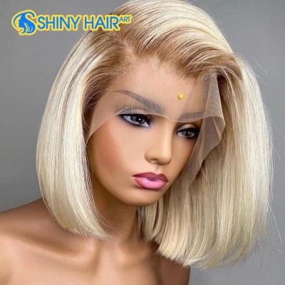 China Silky Straight Blonde Bob Lace Front Wig, Russian Hair Straight Wig Hair, Hairfactory 13x6 Hd Long Wave Lace Wig Wholesale 613 Hair for sale