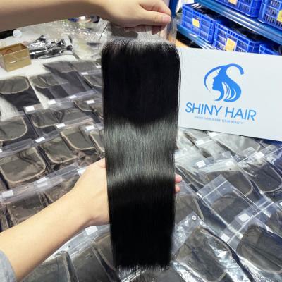 China Factory Wave Silky Straight Closure 7x7 6x6, One Hd Straight Cut 7x7 Unprocessed Straight Closure, 2x6 18 In Straight Closure for sale