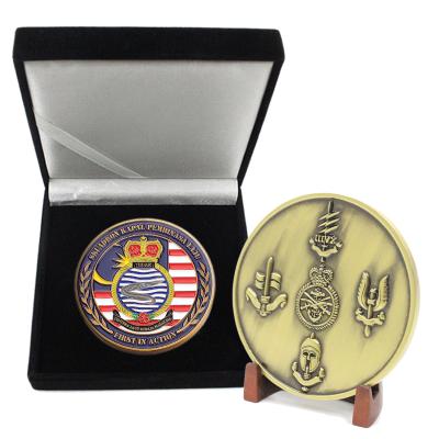 China Custom Europe Metal Type And Casting Technique Challenge Coins Commemorative Engraved Coins for sale