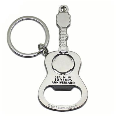 China Customized OEM No Min Wholesale Keyring Metal Cute Logo Custom Guitar Bottle Opener Sublimation Key Chain Blank for sale