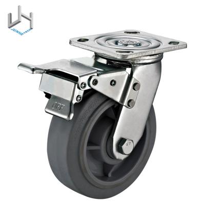 China Industrial Caster Wheels Gray Trolly Caster Wheel Swivel Heavy Duty Rigid TPR Caster Wheels for sale