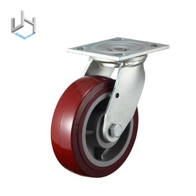 China Rigid Rigid Brake PP Core Heavy Duty Caster Wheel Trolley Swivel Wheel PU Casters Wheels for sale